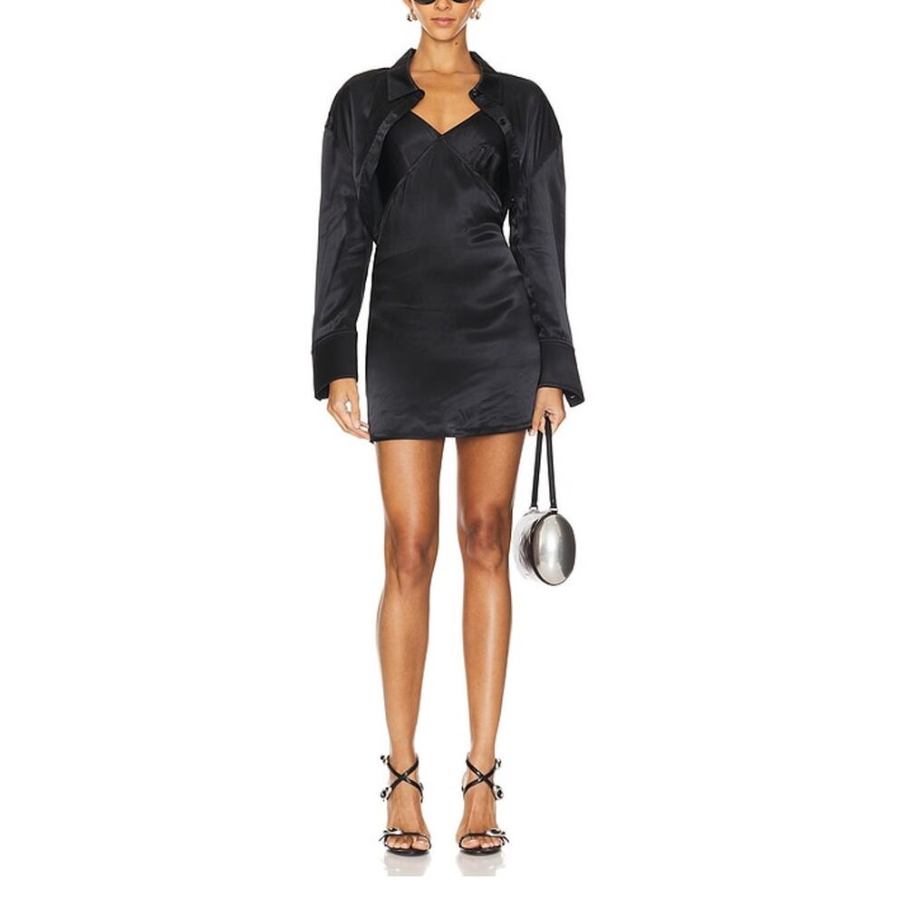 Alexander Wang Sleek Black Bolero Slip Dress Set Size S NWT